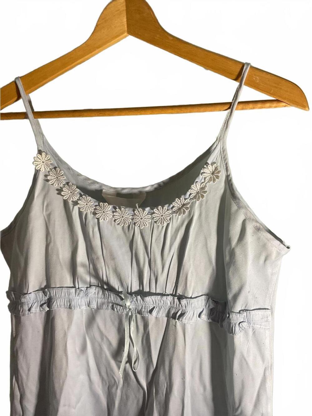 Vintage  Blue Sleeveless Summer Dress/Nightgown with Floral Daisy Detail M - Picture 3 of 9
